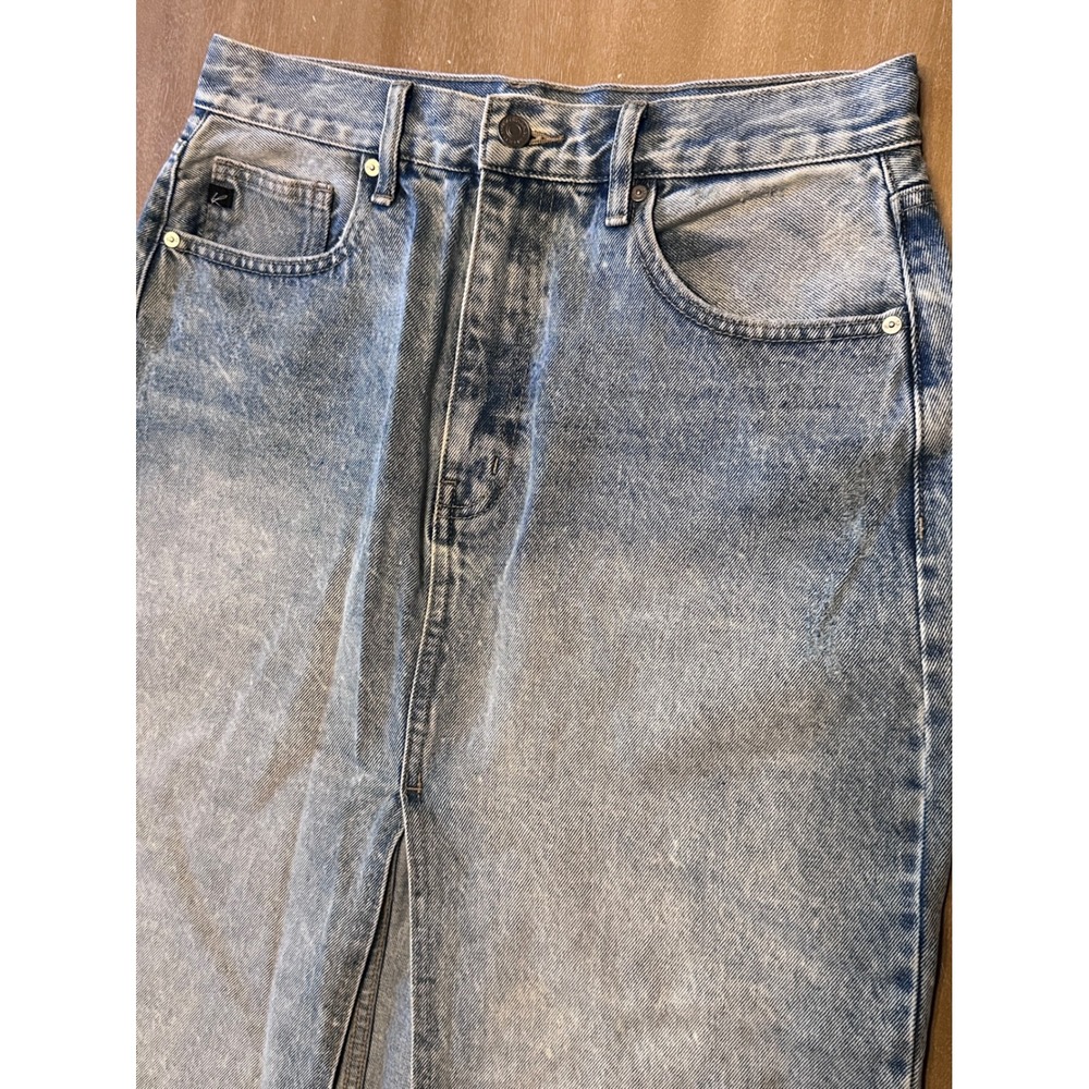 KanCan Light Wash Denim Maxi Skirt High Waisted Front Slit Size Large - Picture 2 of 5